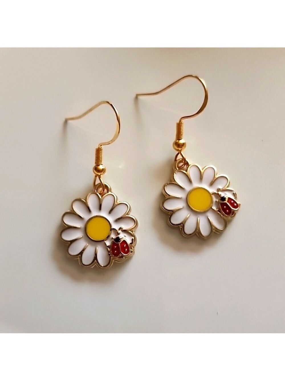 Ladybug Daisy Earrings 925S Posts EG